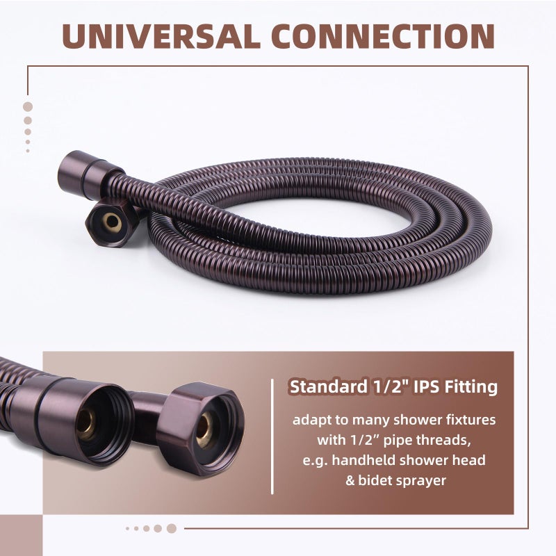 Angle Simple Shower Head Hose Lighter Oil Rubbed Bronze, Stainless Steel Flexible Shower Sprayer Hose Replacement, 59 Inches - Image 5